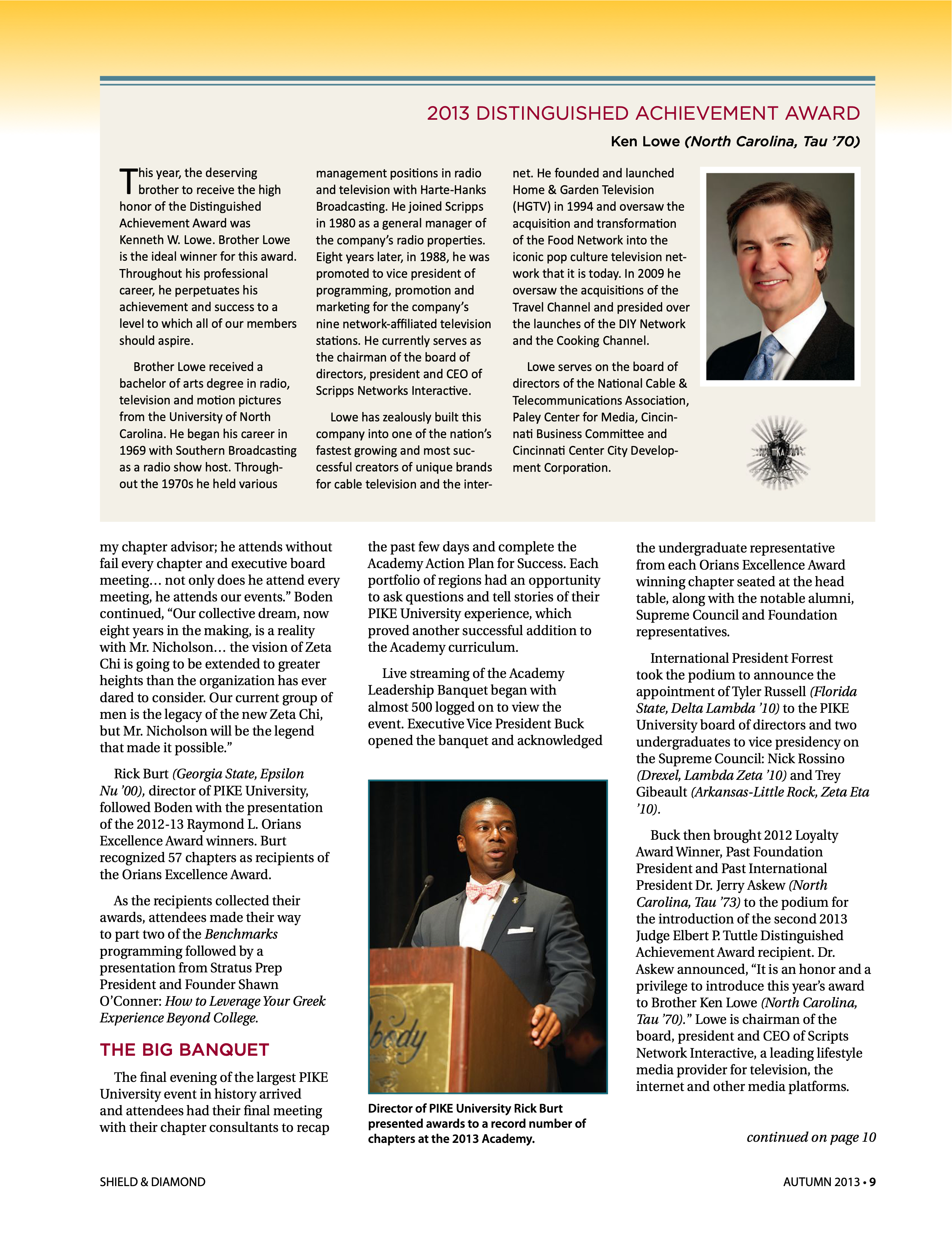 2013 Distinguished Achievement Award Ken Lowe